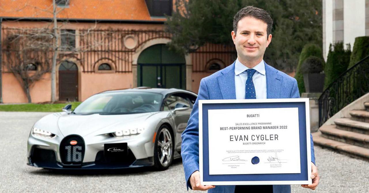 Evan Cygler of Bugatti Greenwich is the 2022 Winner of the Bugatti Sales Excellence Programme